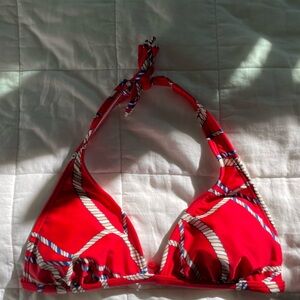 Gianni Bini Red, White, & Blue Nautical Rope Halter Bikini Triangle Top - M